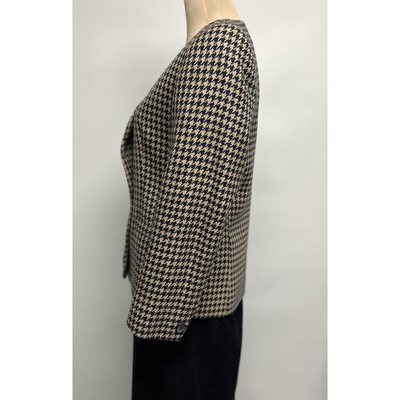 Vintage Evan Picone Womens Blazer Jacket 8 P Wool Blend Equestrian Houndstooth - Picture 2 of 9